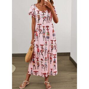 African-Inspired Pink Maxi Dress size Small